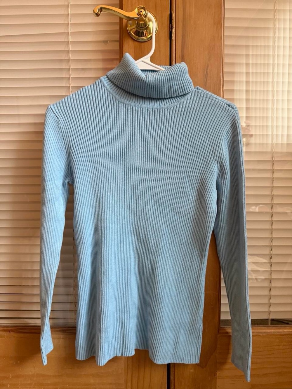 Boston Proper Light Blue Ribbed Turtleneck Sweater
